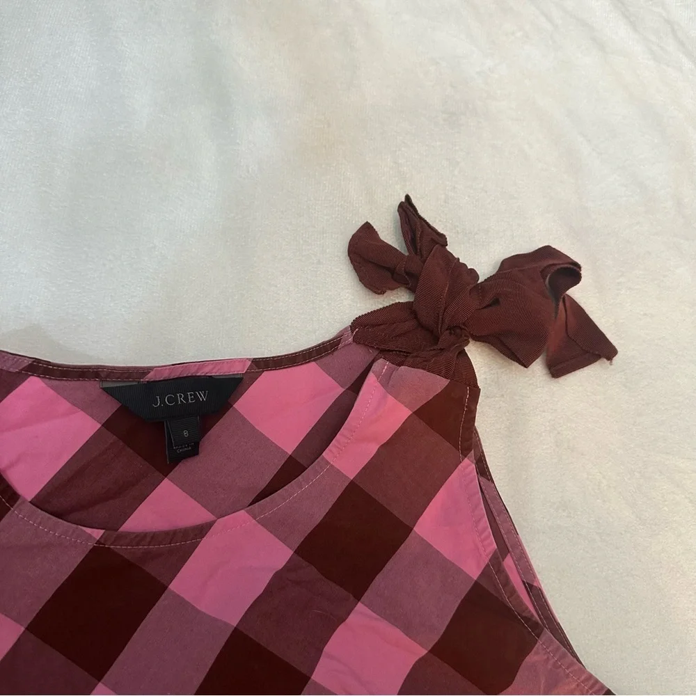 J. Crew bow shoulder top oversized gingham Pink 51300 - Picture 4 of 9